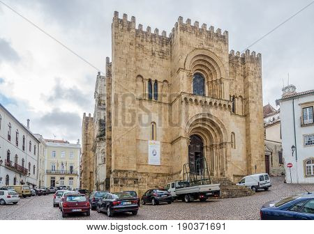 COIMBRA,PORTUGAL - MAY 12,2017 - View at the Old Cathedral in Coimbra. Coimbra is the fourth largest urban centre in Portugal.