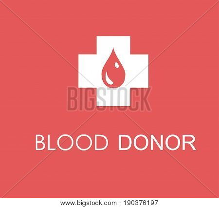 blood donor with blood symbol and red background