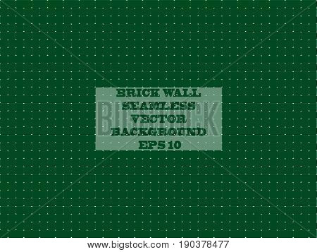 Green brick wall. Seamless vector pattern. It can be used as background wallpaper or backdrop. The nameplate is on a separate layer so you can easily remove it.