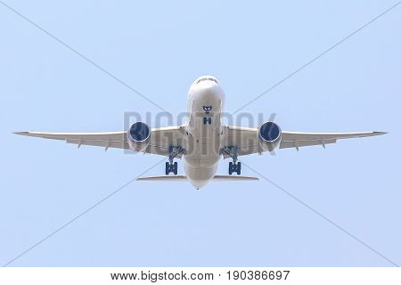 Unspecify Air Plane of on the sky landing to the Suvanabhumi airport.