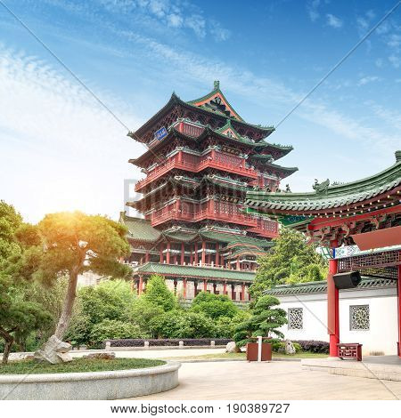 Tengwang Pavilion Nanchang traditional ancient Chinese architecture made of wood.