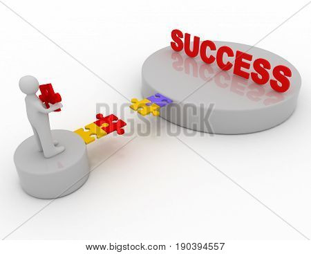 Brige To The Success Concept .  3D Rendered Illustration
