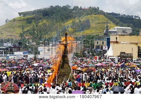 Ceremony of Meskel Holy Cross finding festival - 27.09.2012 Gonder Ethiopia