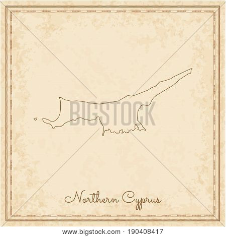 Northern Cyprus Region Map: Stilyzed Old Pirate Parchment Imitation. Detailed Map Of Northern Cyprus