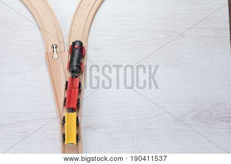 Model Train At Juction Taking Right Hand Track