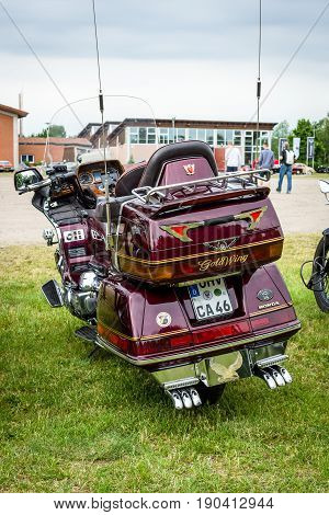 PAAREN IM GLIEN GERMANY - JUNE 03 2017: A touring motorcycle Honda Gold Wing GL1500. Rear view. Exhibition 