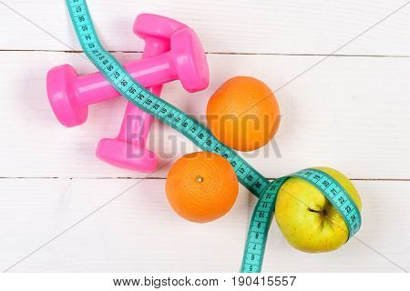 Taut Body Concept, Dumbbells Weight With Measuring Tape, Fruit