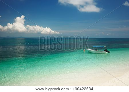 Beautiful tropical beach in Rawa island. White sandy beach . Malaysia .