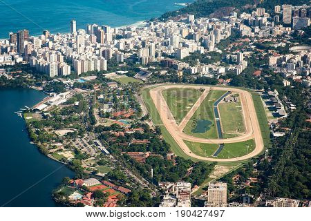 View of Jockey Club and Leblon Neighborhood From Corcovado Mountain in Rio de Janeiro, Brazil