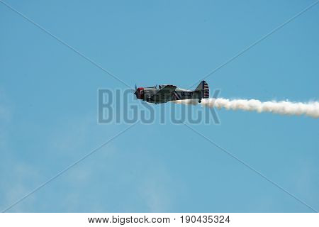 ATLANTIC CITY, NJ - AUGUST 17: View of Geicko Skytypers performing at the Annual Atlantic City Air Show on August 17, 2016