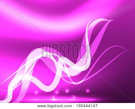 Glowing purple shiny wave background, energy concept illustration