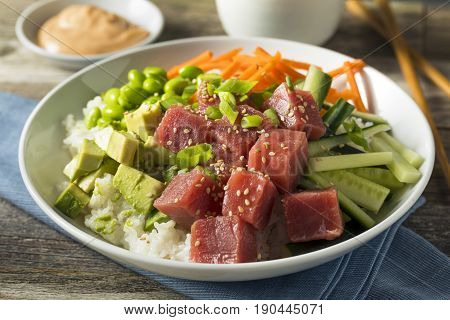 Raw Organic Ahi Tuna Poke Bowl