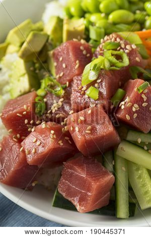 Raw Organic Ahi Tuna Poke Bowl