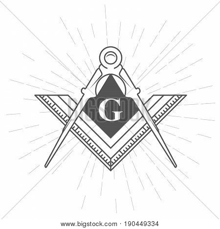 Freemason symbol - illuminati logo with compasses and ruler