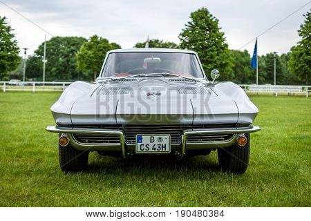 PAAREN IM GLIEN GERMANY - JUNE 03 2017: Sports car Chevrolet Corvette Sting Ray Coupe. Exhibition 