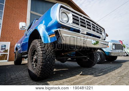 PAAREN IM GLIEN GERMANY - JUNE 03 2017: Full-size pickup truck Dodge Power Wagon W100 1976. Exhibition 