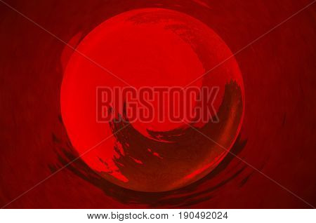 red dark background with sphere and liight center