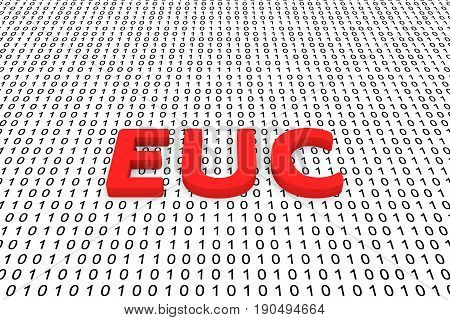 EUC in the form of binary code, 3D illustration