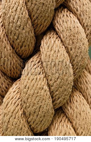 Thick rope photographed from close range. A thick rope photographed from close range. The rope is rope.