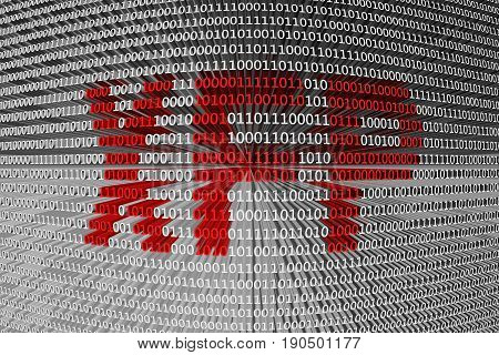XFP in the form of binary code, 3D illustration