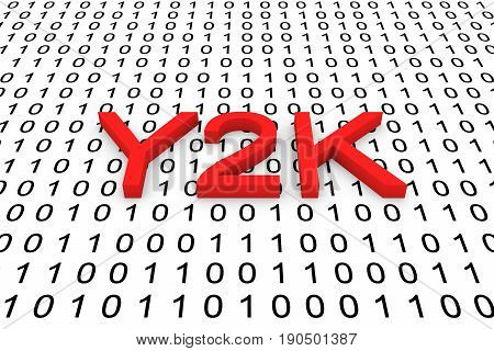 Y2K in the form of binary code, 3D illustration