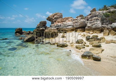Beautiful scenery view of unknown island in Tasman sea of Arnhem land, Northern Territory state of Australia.