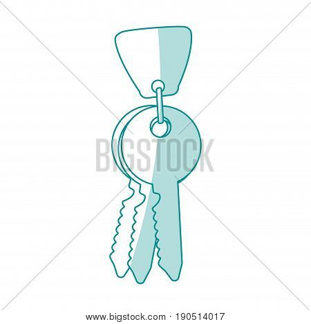 Flat line monocromatic keys and keychain over white background vector illustration