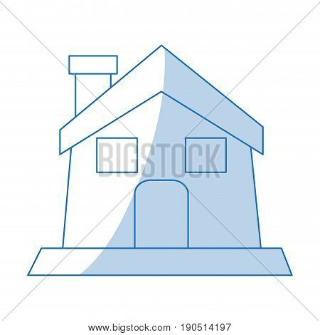 Flat line monocromatic house over white background vector illustration