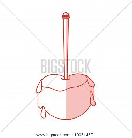 Flat line monocromatic caramel apple over white background vector illustration