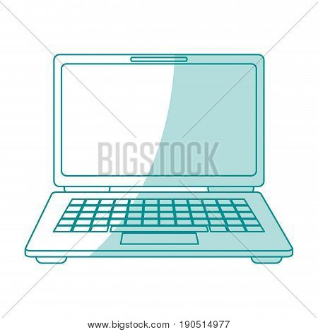 Flat line monocromatic laptop over white background vector illustration