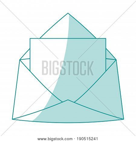 Flat line monocromatic envelope with letter over white background vector illustration