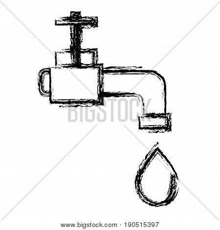 figure faucet with drop of water to ecology conservation vector illustration