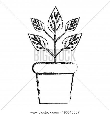 figure plant inside flowerpot to ecology preservation vector illustration