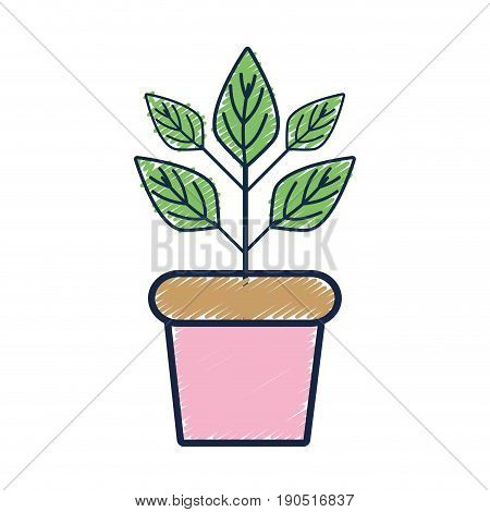 plant inside flowerpot to ecology preservation vector illustration