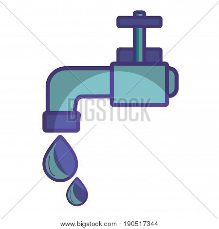 faucet with drop of water to ecology conservation vector illustration