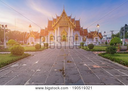 Benchamabopit Temple ( White marble temple) Bangkok Thailand landmark the most tourist visit