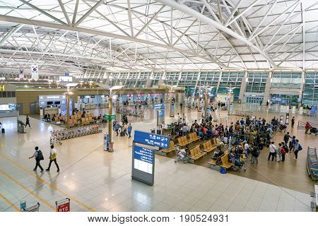 SEOUL, SOUTH KOREA - CIRCA MAY, 2017: check-in area at Incheon International Airport.