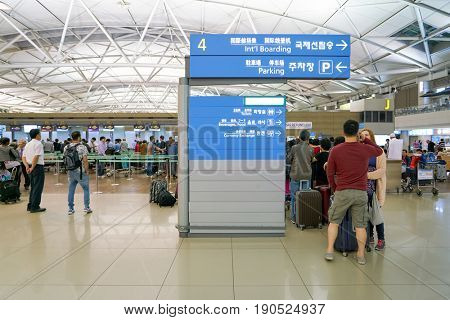 SEOUL, SOUTH KOREA - CIRCA MAY, 2017: check-in area at Incheon International Airport.
