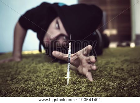 Crazed Drug Addict Reaches