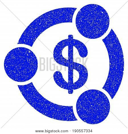 Grunge Financial Collaboration icon with grunge design and unclean texture. Unclean vector blue pictogram for rubber seal stamp imitations and watermarks. Draft sticker symbol.