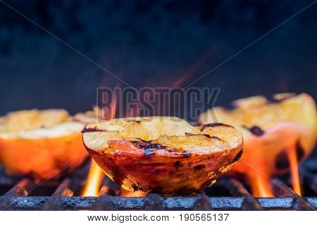 Grilled Peaches And Flames