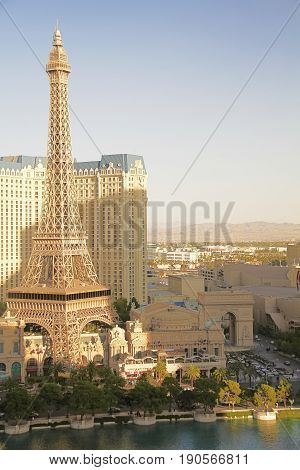 Paris Las Vegas hotel and casino on October 08, 2016 in Las Vegas. As its name suggests, its theme is the city of Paris in France; it includes a 5/8ths scale, (164.6 m) replica of the Eiffel Tower.