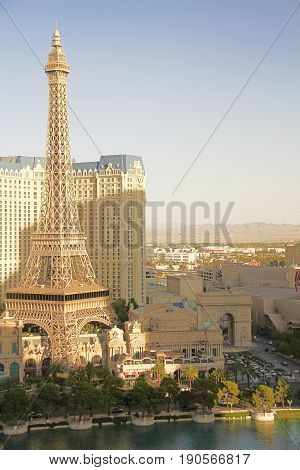Paris Las Vegas hotel and casino on October 08, 2016 in Las Vegas. As its name suggests, its theme is the city of Paris in France; it includes a 5/8ths scale, (164.6 m) replica of the Eiffel Tower.
