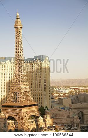 Paris Las Vegas hotel and casino on October 08, 2016 in Las Vegas. As its name suggests, its theme is the city of Paris in France; it includes a 5/8ths scale, (164.6 m) replica of the Eiffel Tower.