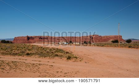 Beautiful red rock mesa along U.S. Highway 191 between Rock Point and Round Rock in Apache County Arizona USA