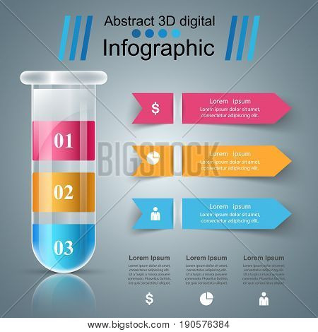 Tube experiments. Abstract infographics. Marketing color nfo