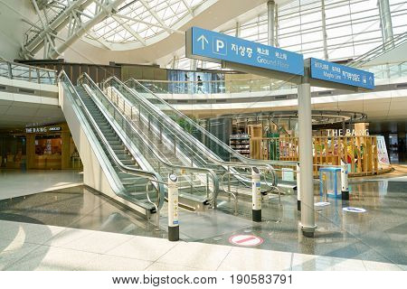 INCHEON, SOUTH KOREA - CIRCA MAY, 2017: inside Incheon International Airport.