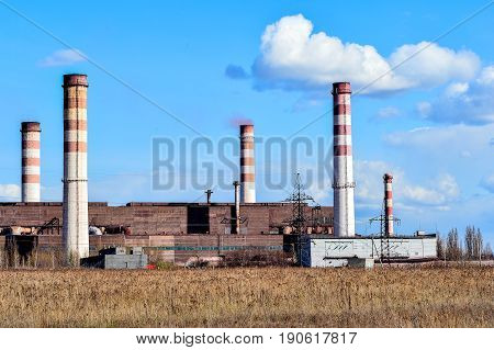 Pollution of atmospheric air from the chimneys of plants.