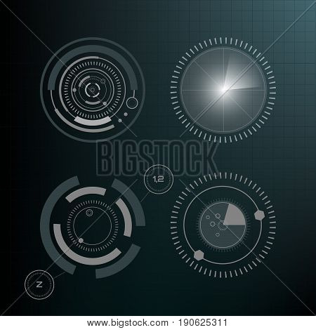 Technological HUD elements, futuristic interface virtual reality. Infographic elements. Head-up display elements for the web and app. Futuristic user interface. Virtual graphic