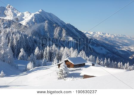 Amazing winter landscape in the Austrian alps